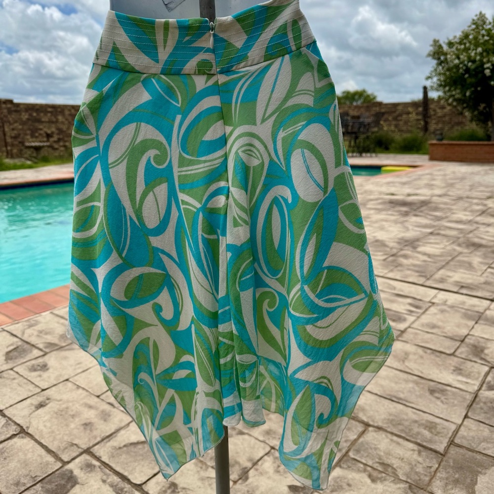 Bebe Blue Asymmetrical Skater Mini Skirt (and sweater) XS; silk Y2K - Picture 4 of 16